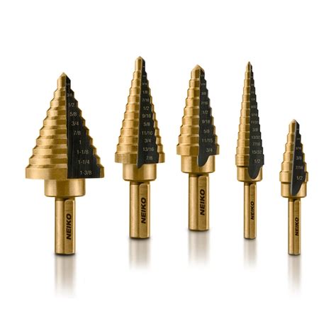 Snapklik.com : 10197A Step Drill Bit Set, 5 Pc Step Bit For Metal, 50 SAE Sizes Total, 1/8” 1-3/ ...