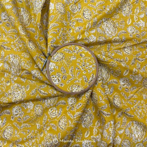 Yellow Floral Printed Cotton Fabric – Mamta Collection