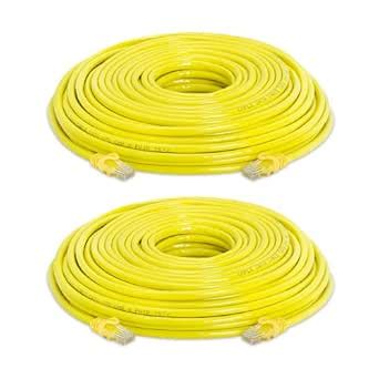 (Pack of 2) CAT 6 500MHz UTP ETHERNET LAN NETWORK CABLE - 100 FT Yellow ...