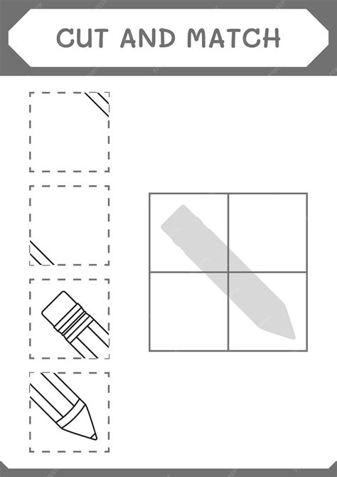 Premium Vector | Cut and match parts of pencil game for children vector ...