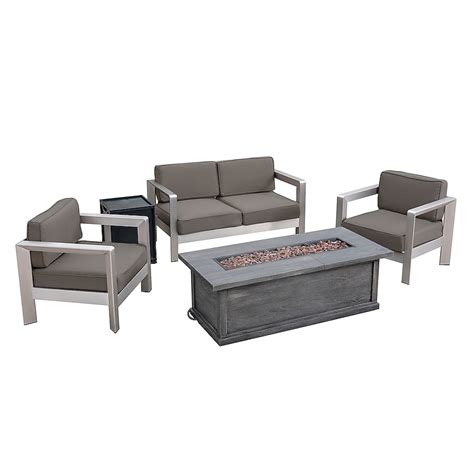 Christopher Knight Home Albion Outdoor 4 Seater Aluminum Chat Set with ...