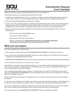 Dcu Subordination - Fill Online, Printable, Fillable, Blank | pdfFiller