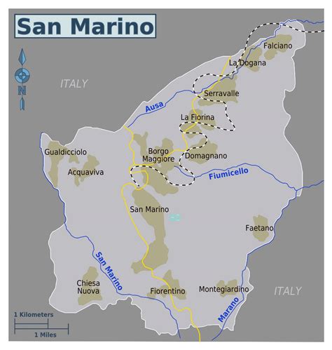 Large map of San Marino with roads and cities | San Marino | Europe | Mapsland | Maps of the World