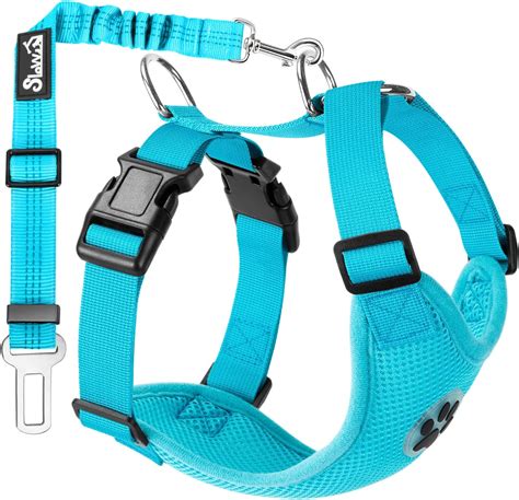 SlowTon Dog Car Harness Seatbelt Set, Pet Vest Harness with Safety Seat Belt for Trip and Daily ...