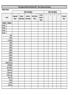 Athlete Record Sheet 2017 - Blank Fillable Template | Fill Out, Print ...