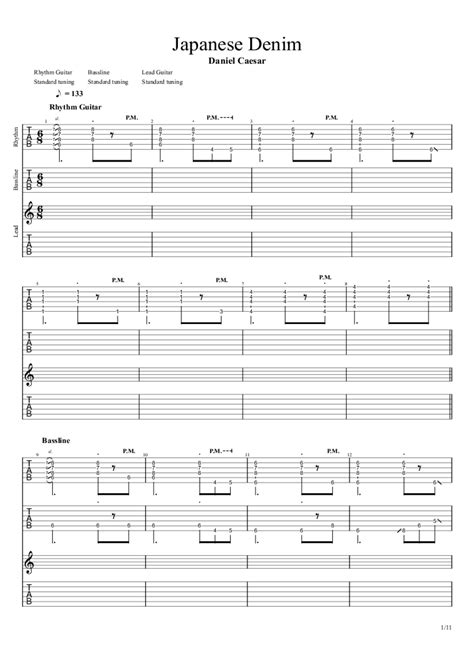 JAPANESE DENIM - DANIEL CAESAR guitar loop Tab - j son