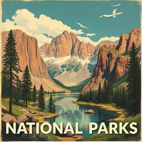 National Parks Vintage Poster | Retro Travel Print | Scenic Nature Wall ...