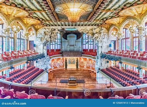 Interior of Palau De La Musica Catalana, Barcelona, Catalonia, S Editorial Stock Photo - Image ...