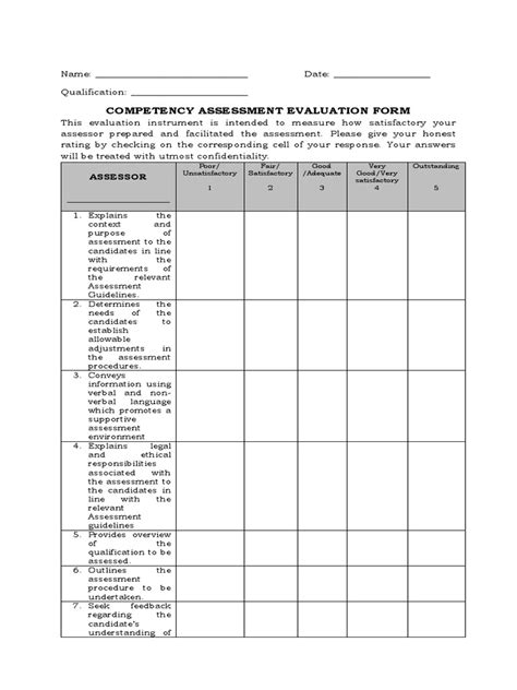 Image result for Competency Assessment Sample