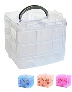 SLONAMA 3-Tier Transparent Stackable Adjustable Slot Plastic Craft ...