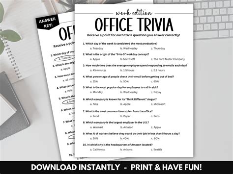Office Trivia Game, Group Games, Work Party Games, Icebreaker Games ...