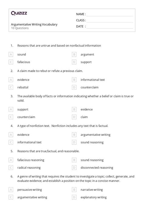 Image result for Argument Writing Worksheets