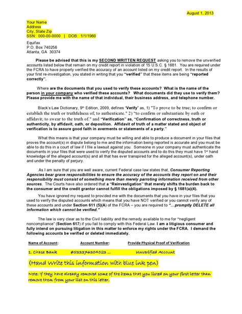 Free Credit Report Dispute Letter Template Sample Pdf Word Eforms