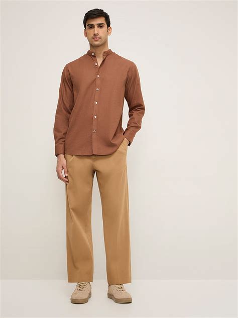 Buy Ascot Light Brown Relaxed-Fit Cotton Shirt from Westside