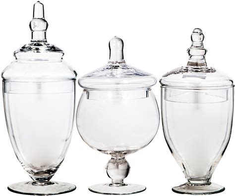 Buy Home Essentials & Beyond Apothecary Jars with Lids Set of 3 Candy ...