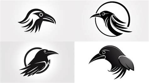 A set of three raven logos with the words crow on the front. | Premium ...
