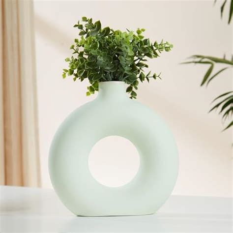 Buy Amazon Basics Beautiful Ceramic Donut Vase for Home Decor (Pack of ...