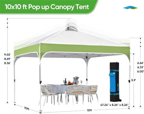 10x10 Pop up Event Canopy Tent with Vent, 1-2 Person Easy Set up