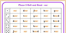 Phase 3 ow Phoneme Roll and Read Mat (teacher made) - Twinkl
