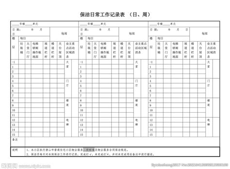 保洁日常工作记录表设计图__其他_广告设计_设计图库_昵图网nipic.com