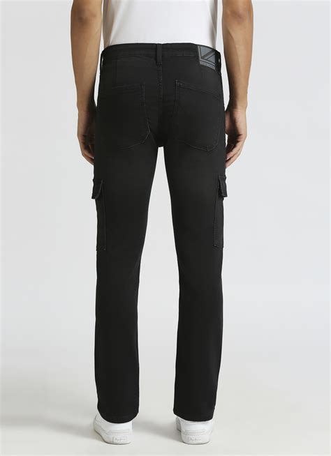 Cargo Straight Mid Rise Black Jeans | Pepe Jeans India