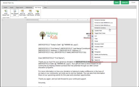 Image result for Sample Mail Merge Template
