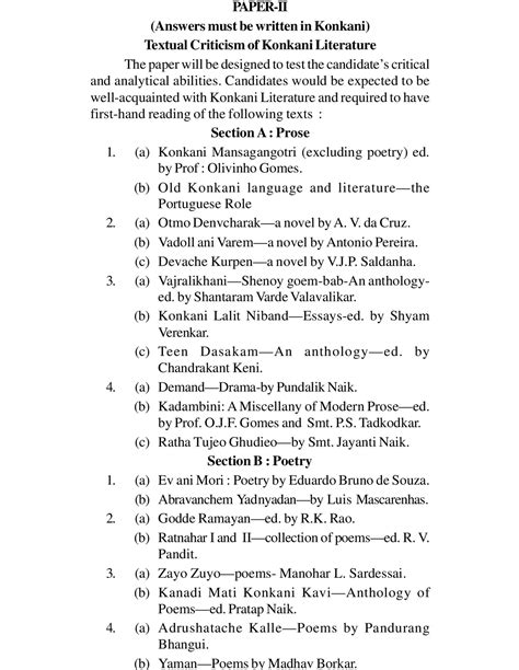 UPSC Konkani Literature Syllabus for IAS Mains, Download PDF