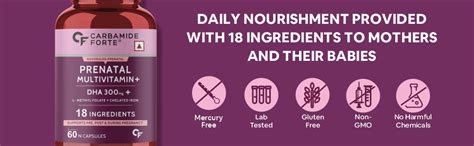 Carbamide Forte Prenatal Multivitamin for Pregnancy with 300mg DHA & 18 ...