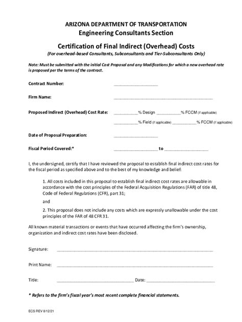 Fillable Online Certificate of Final Indirect Costs Form 4-26-11rev1 ...