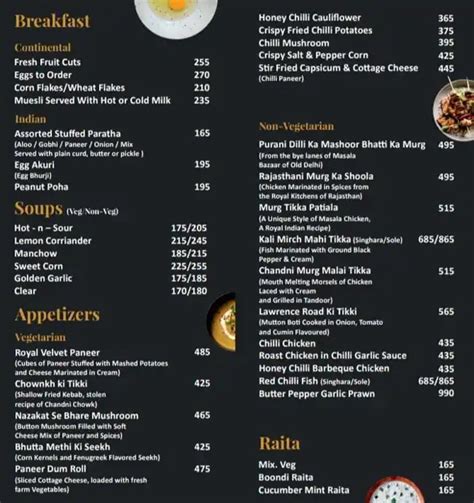 Menu at House of Lords, The Altius Hotel, Chandigarh