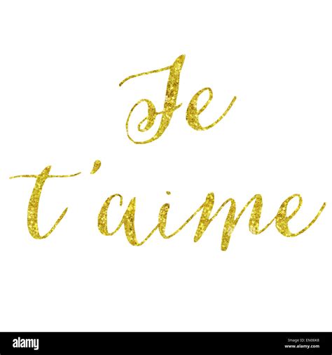 Je T'aime I Love You French Glittery Gold Faux Foil Metallic ...
