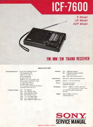 Sony ICF-7600 Service Manual PDF Free Download