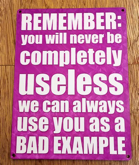 Funny Sign - Remember you will never be completely useless... - dual ...