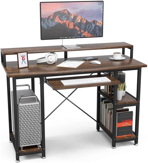 Buy Mecor Computer Desk with Keyboard TrayShelves Storage, 89.9 Inch ...