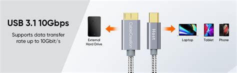 CableCreation USB C Hard Drive Cable 3.3FT, USB 3.1 C to Micro B Cable ...