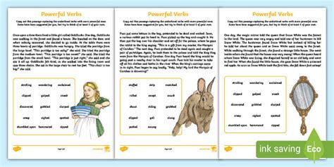 Powerful Verbs Worksheets | Primary Resources (teacher made)