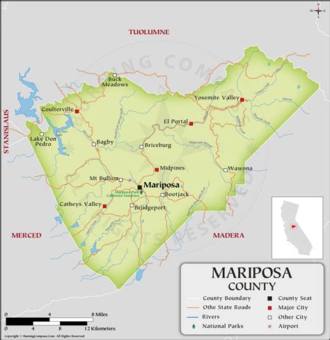 Map Of Mariposa County California - map of california near yosemite