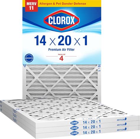Clorox 14x20x1 Air Filter 4-Pack, Premium Pleated Furnace Filters ...