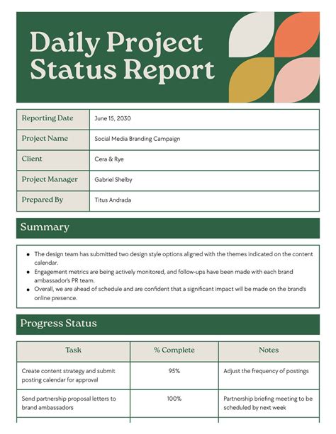Image result for Example of Report Template