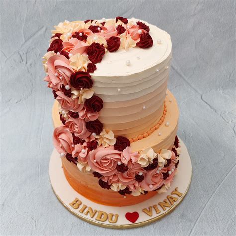 Floral Ombre Engagement Cake | Engagement Cake | Order Custom Cakes in ...