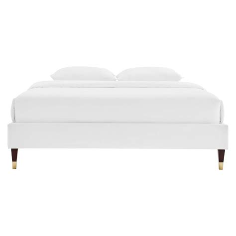Modway Harlow Performance Velvet Full Platform Bed Frame in White in ...