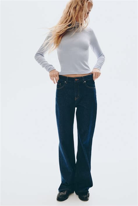 Ribbed polo-neck top - Light blue - Ladies | H&M IN