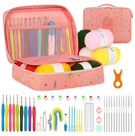 KRENZ 59 Pcs All in One Crochet Kit for Beginners Crochet Starter Set ...