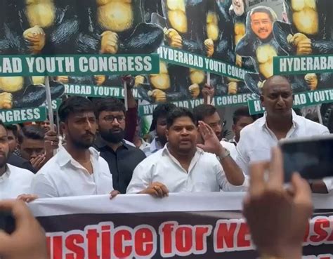 Hyderabad Youth Congress stages protest at Kishan Reddy's residence ...