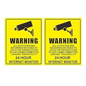 Fusion Warning Sign Decal Sticker for 24 Hour CCTV Security Camera Self ...