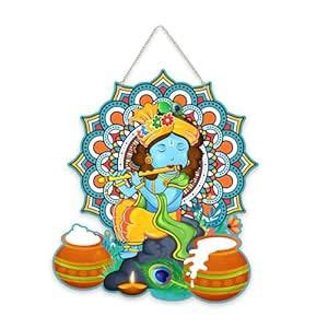 Artvibes Bal Krishna with Flute Wooden Wall Hanger for Home | Living ...