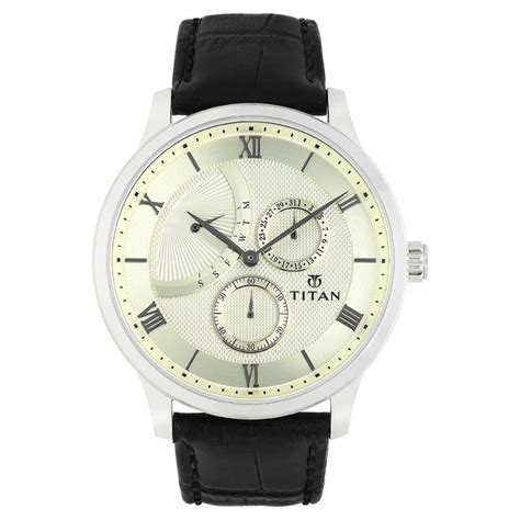Buy Online Titan Off White Dial Quartz Multifunction Leather Strap ...