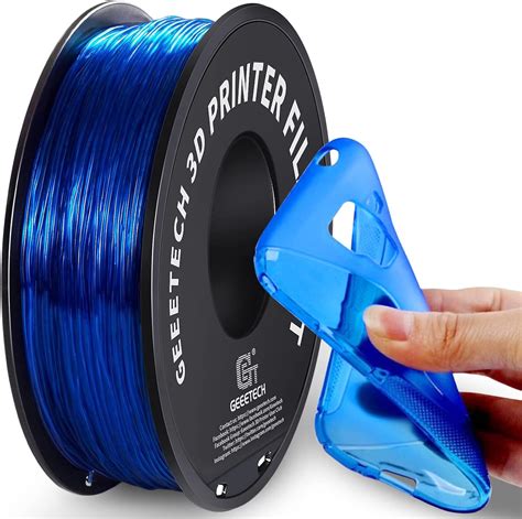GEEETECH TPU Filament 1.75mm 3D Printer Filament Transparent Blue TPU ...