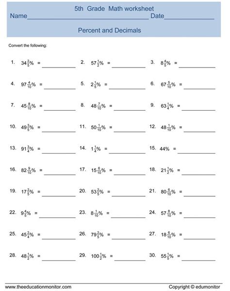 Image result for 5th Grade Math Worksheets with Answer Key