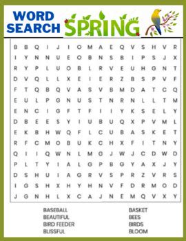 Image result for Large Print Spring Word Search Printable